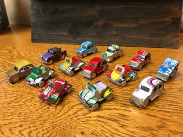 recycled tin can cars