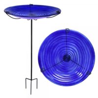songbird essentials cobalt blue stake bird bath