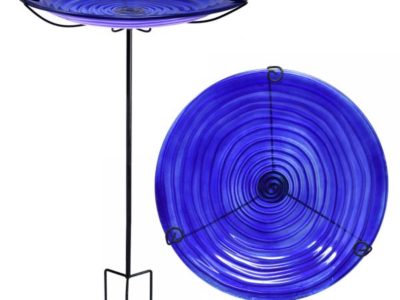 songbird essentials cobalt blue stake bird bath
