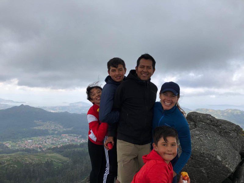 Author Marie Caballero Uhtoff spending time outside with her family.