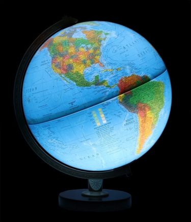 Illuminated 12 inch desktop globe at Northwest Nature Shop in Ashland Oregon