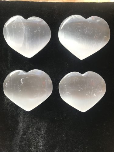 Selenite hearts at Northwest Nature Shop in Ashland Oregon