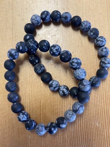 Bracelet - Round Snowflake Obsidian
