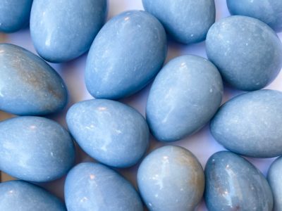 Blue calcite egg at Northwest Nature Shop in Ashland Oregon