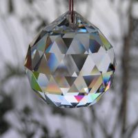 Clear quartz hanging sphere