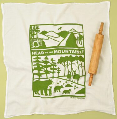 Hand printed dish towels at Northwest Nature Shop in Ashland, Oregon
