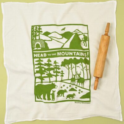 Hand printed dish towels at Northwest Nature Shop in Ashland, Oregon